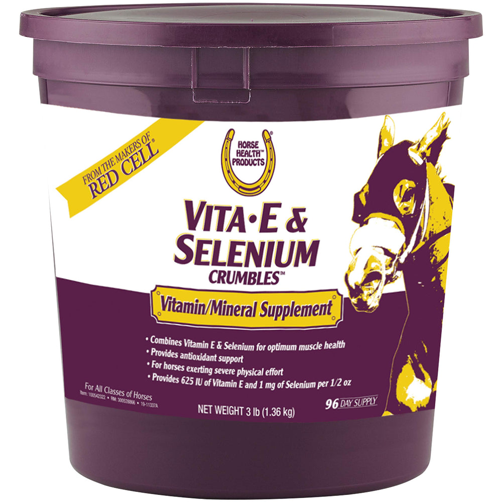 Horse Health emballage avant montrant le format 3 lb et bénéfice antioxydant