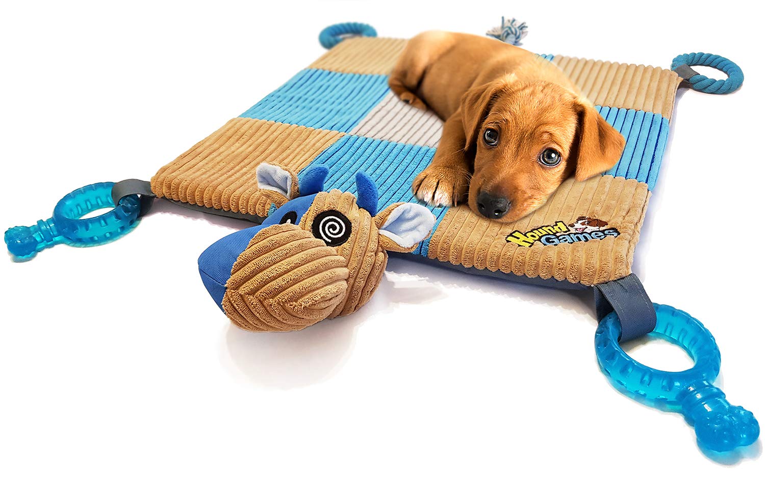HOUNDGAMES tapis d'éveil face avant montrant design complet et zones ludiques