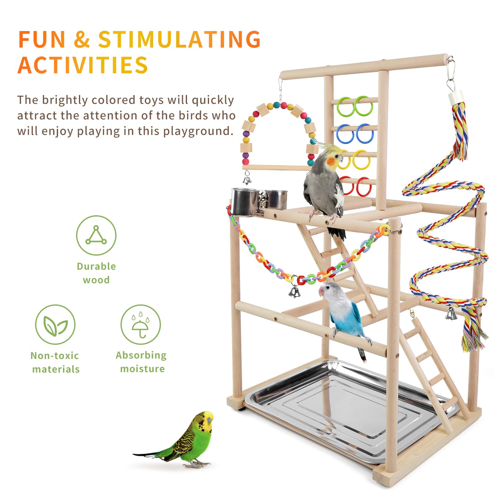 HPAWHOMEPART balançoire avec jouets colorés stimulant le bec et le jeu