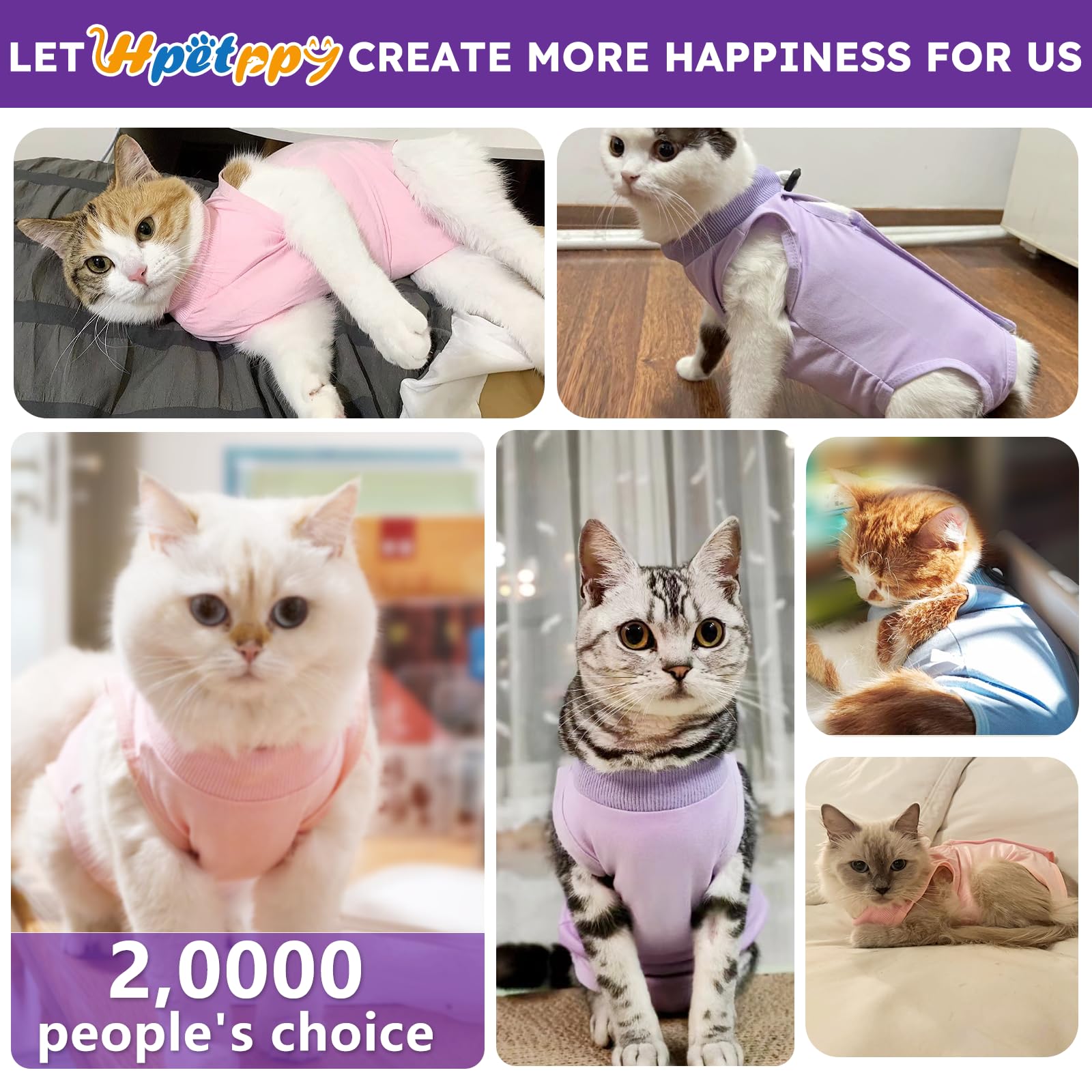 Hpetppy chat portant la combinaison à la maison réduit stress et permet mouvement