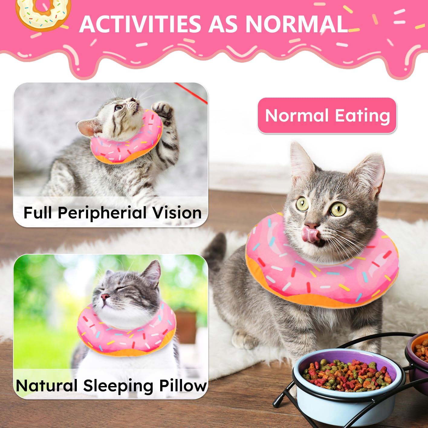 Hpetppy collerette chat mange et boit sans gêne grâce au design