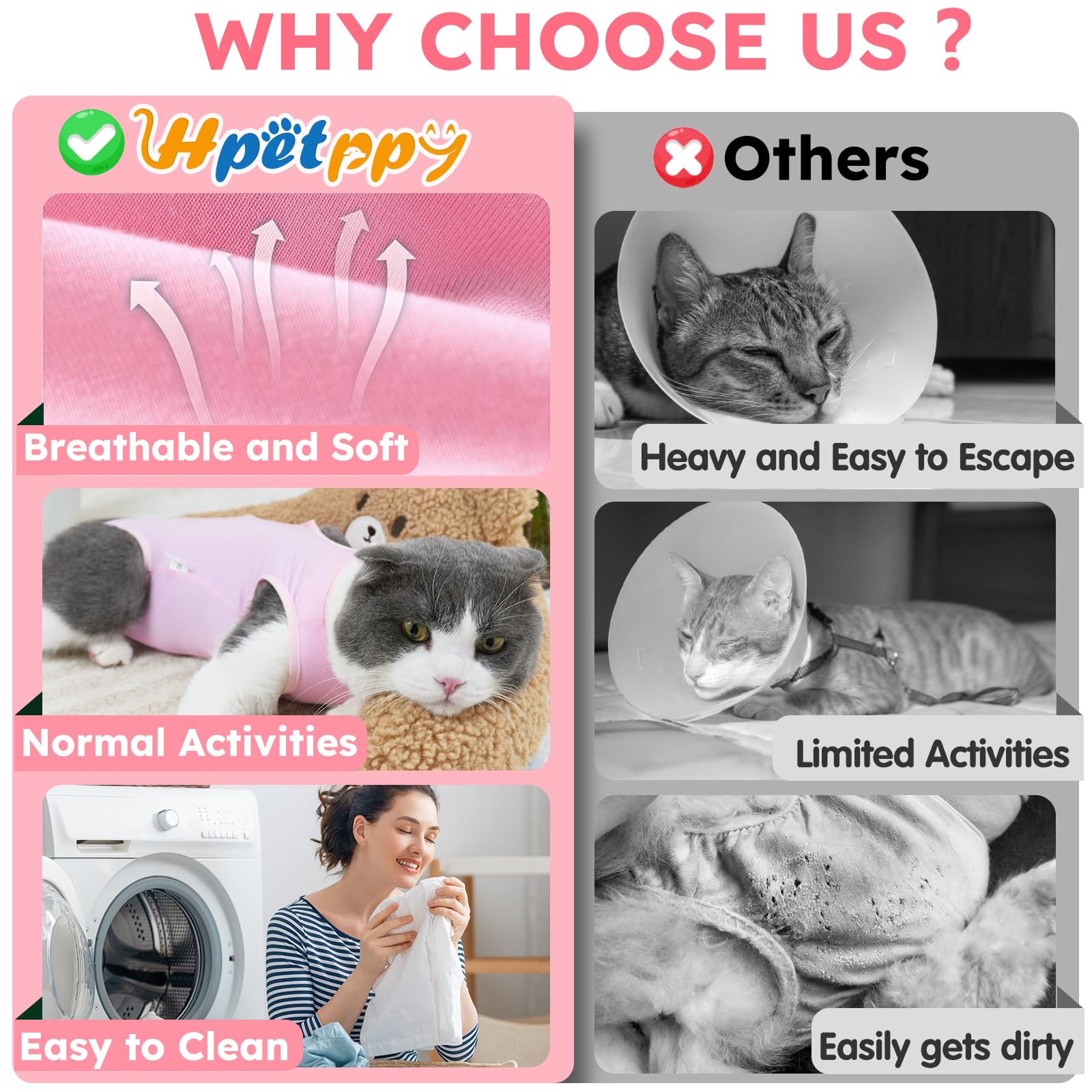 Hpetppy guide de taille comparant mesures et choix adapté au chat