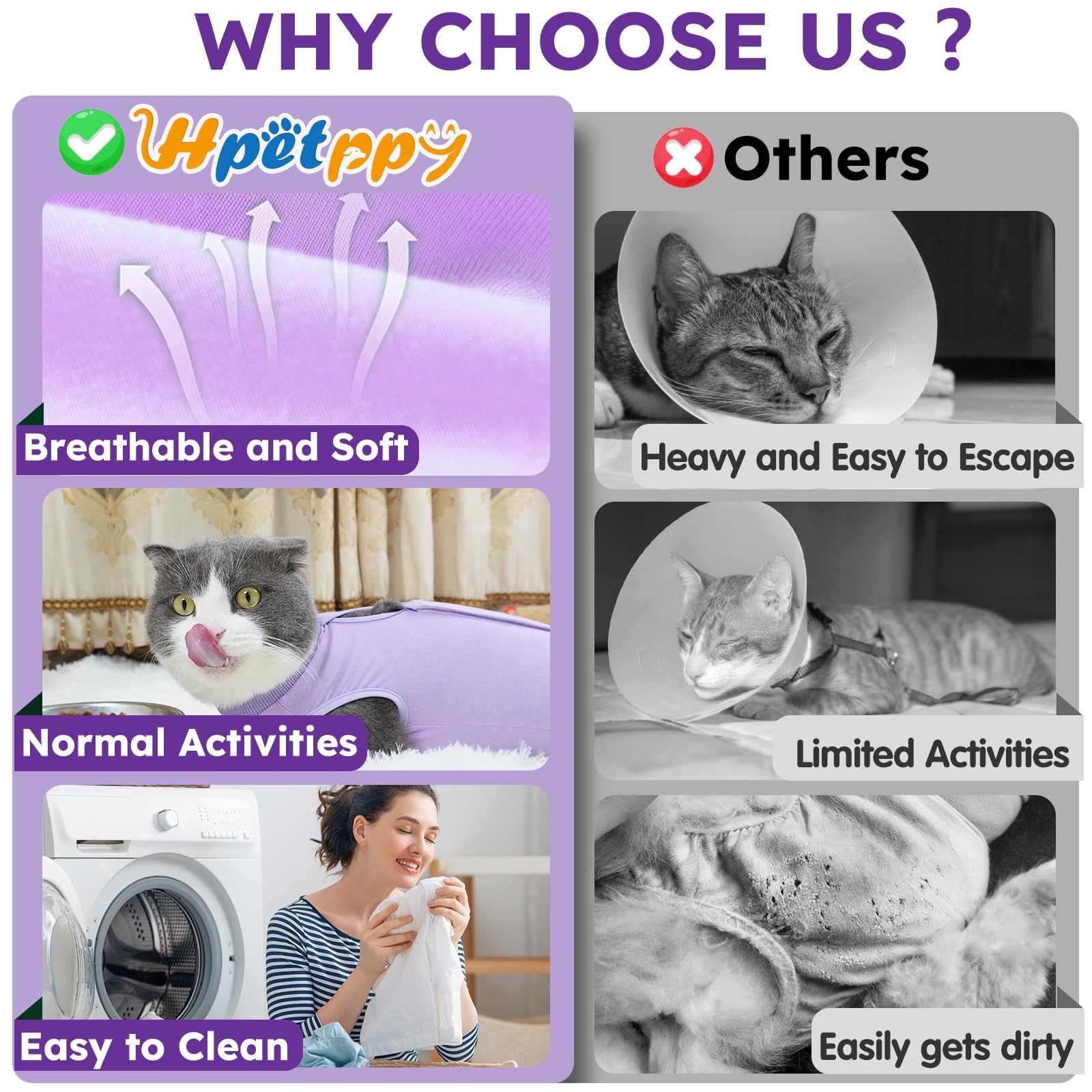 Hpetppy portée après chirurgie en intérieur, protection efficace et discrète