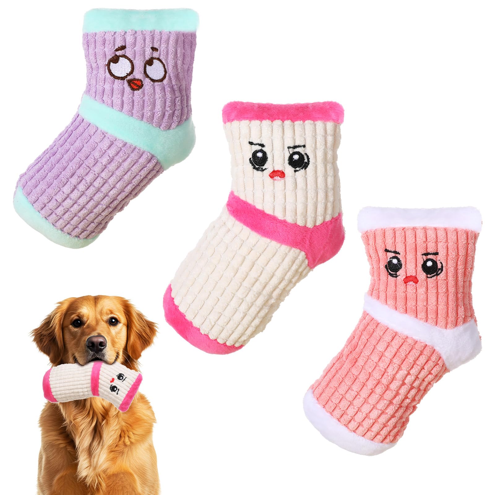 Hpmjz face avant du pack montrant trois chaussettes ludiques protégeant les dents