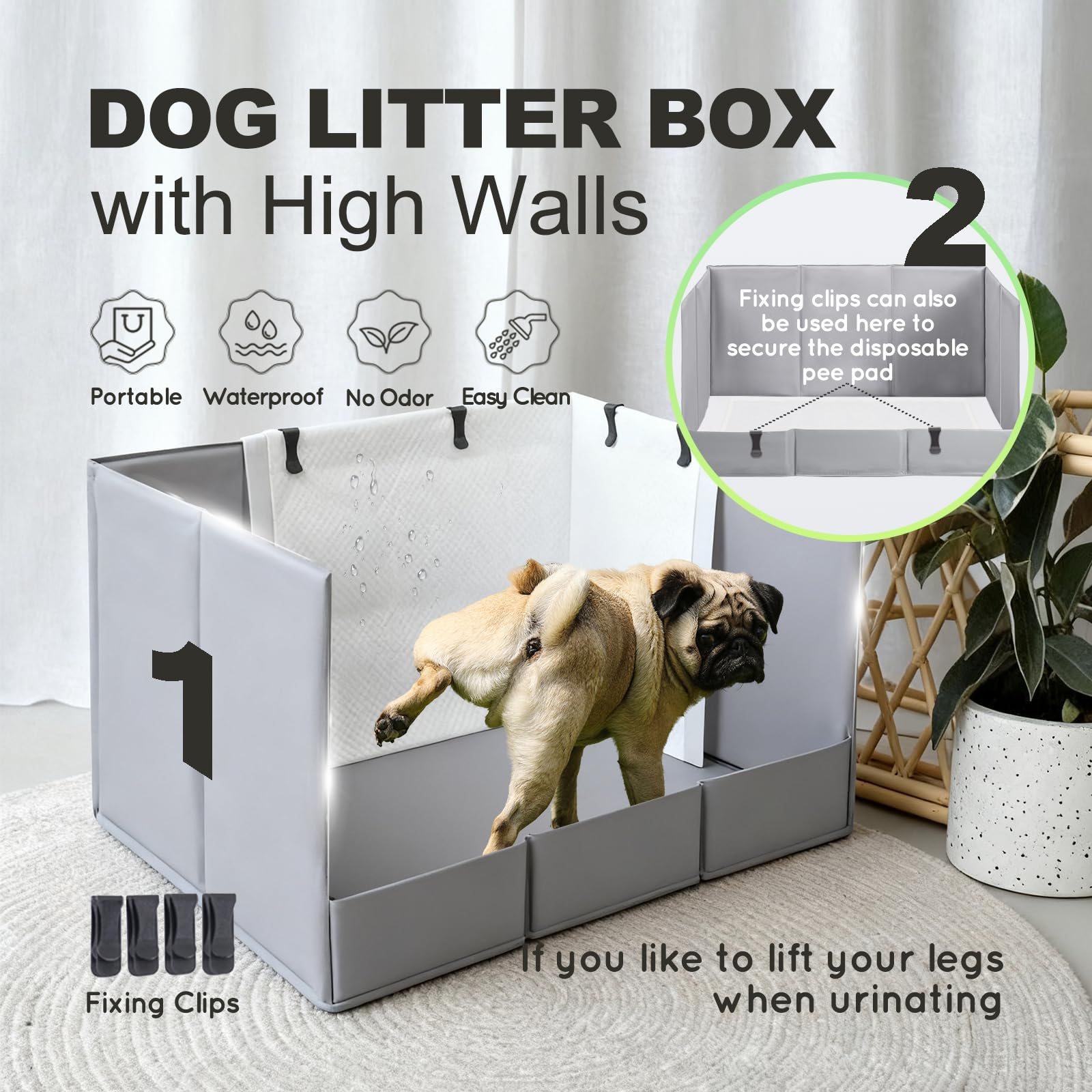 HQ4US 4LEGS gros plan des murs hauts pour limiter éclaboussures