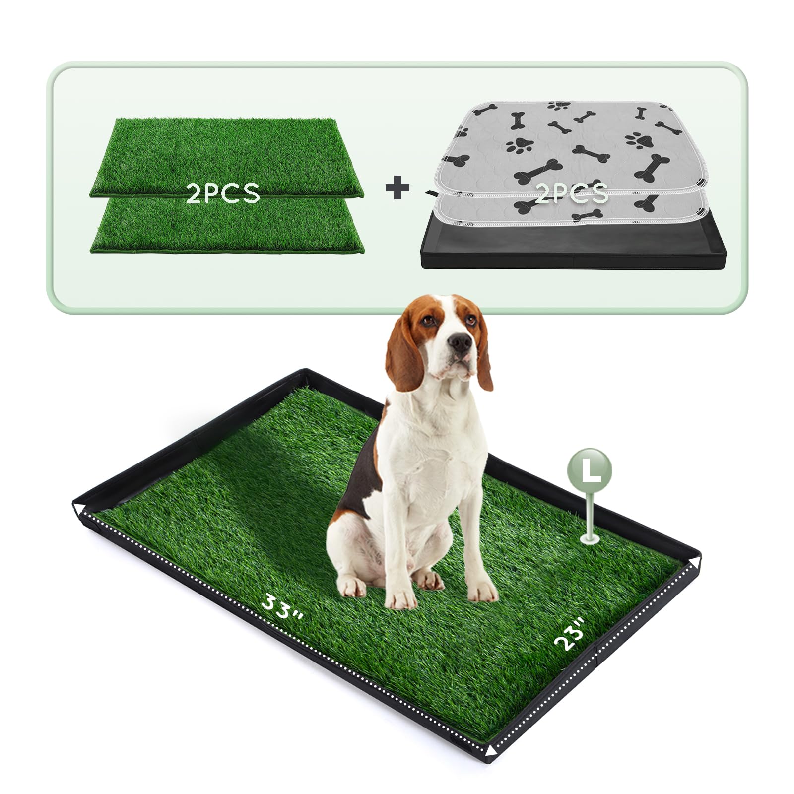 HQ4US 4LEGS tapis pelouse face avant montrant facilité d'installation