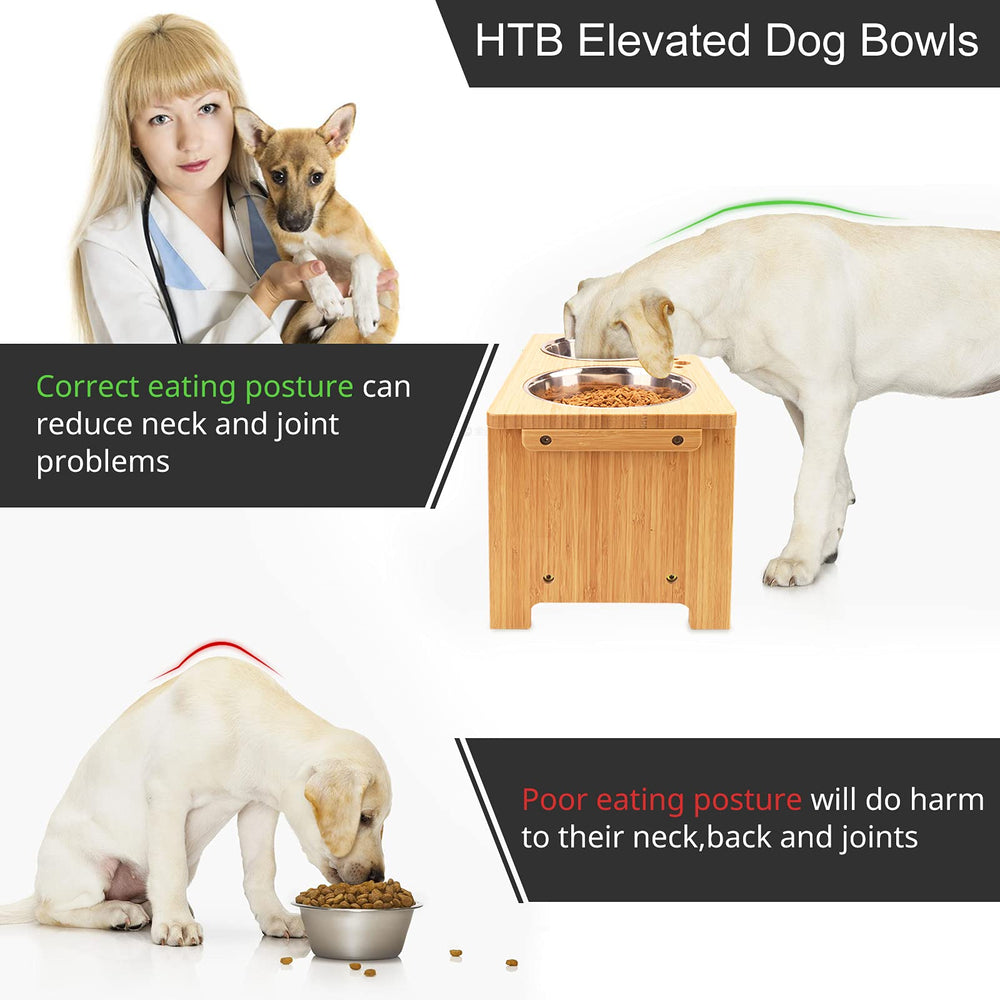 HTB bols remplis eau et croquettes, accès pratique pour l’animal