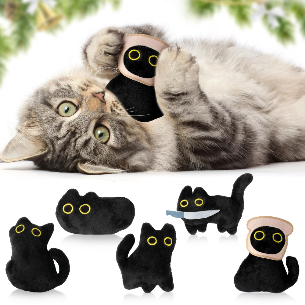 HubirdSall jouets chat noir pack avant montrant cinq peluches attrayantes et amusantes