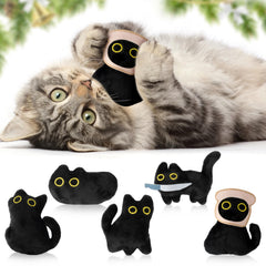HubirdSall jouets chat noir pack avant montrant cinq peluches attrayantes et amusantes