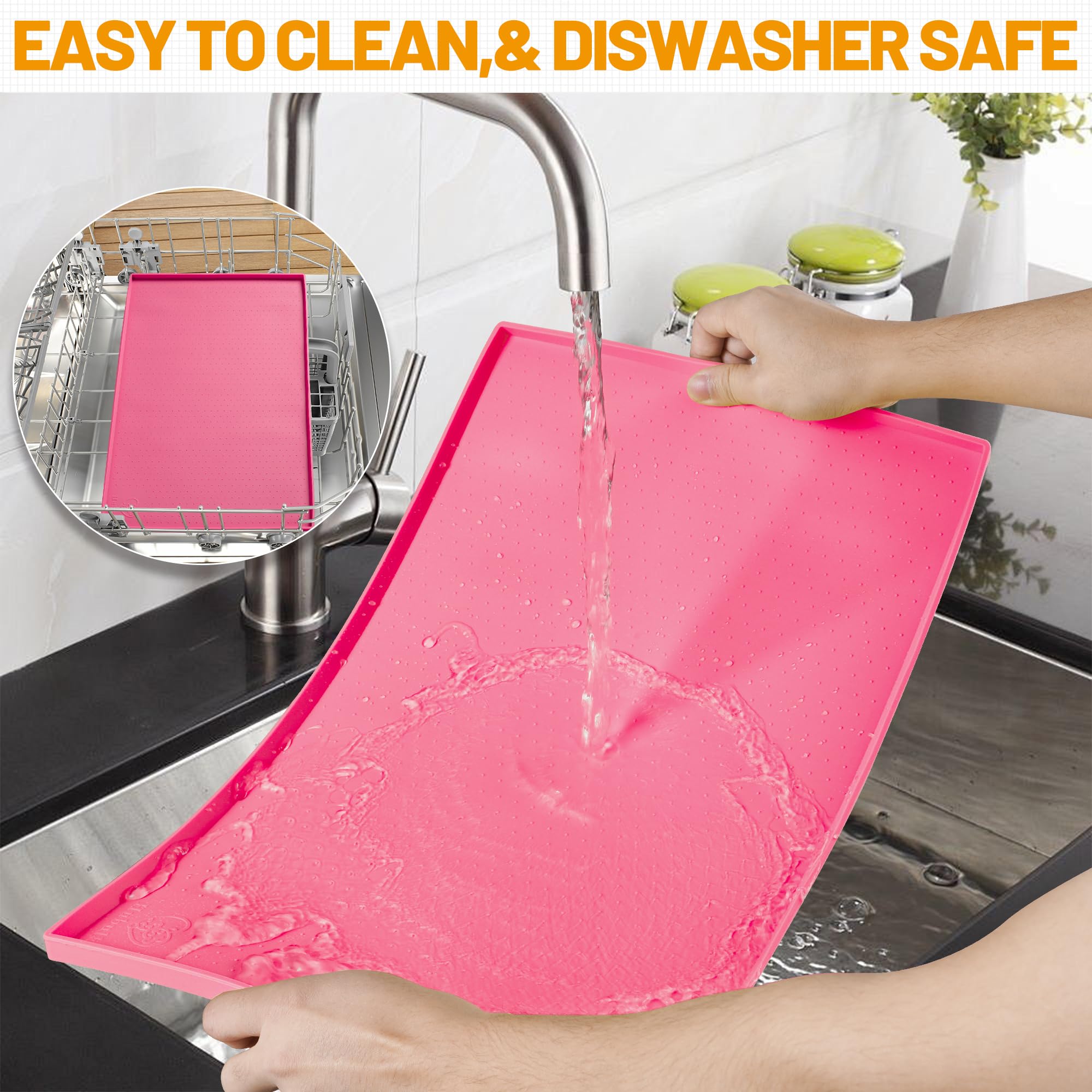 Hubulk tapis posé en cuisine rose protège sol et facilite nettoyage