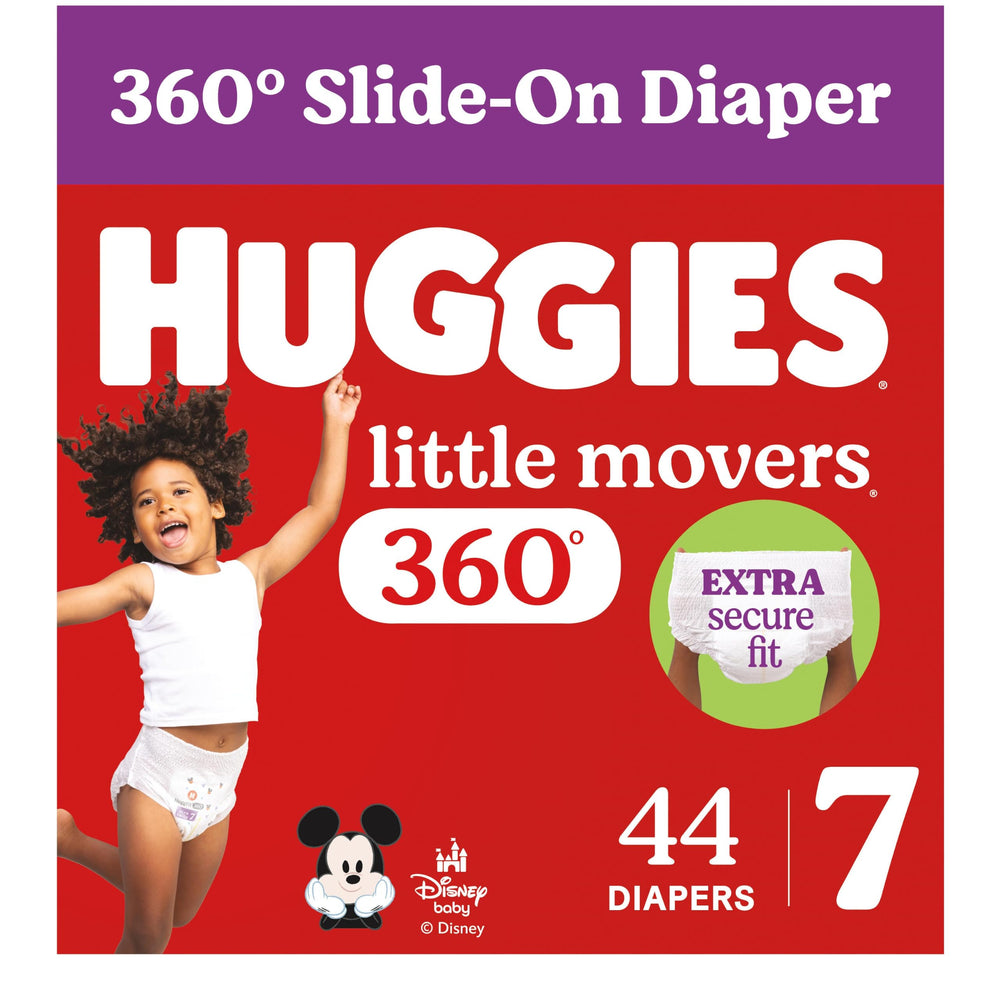 Huggies emballage avant montrant 44 couches pour une protection pratique