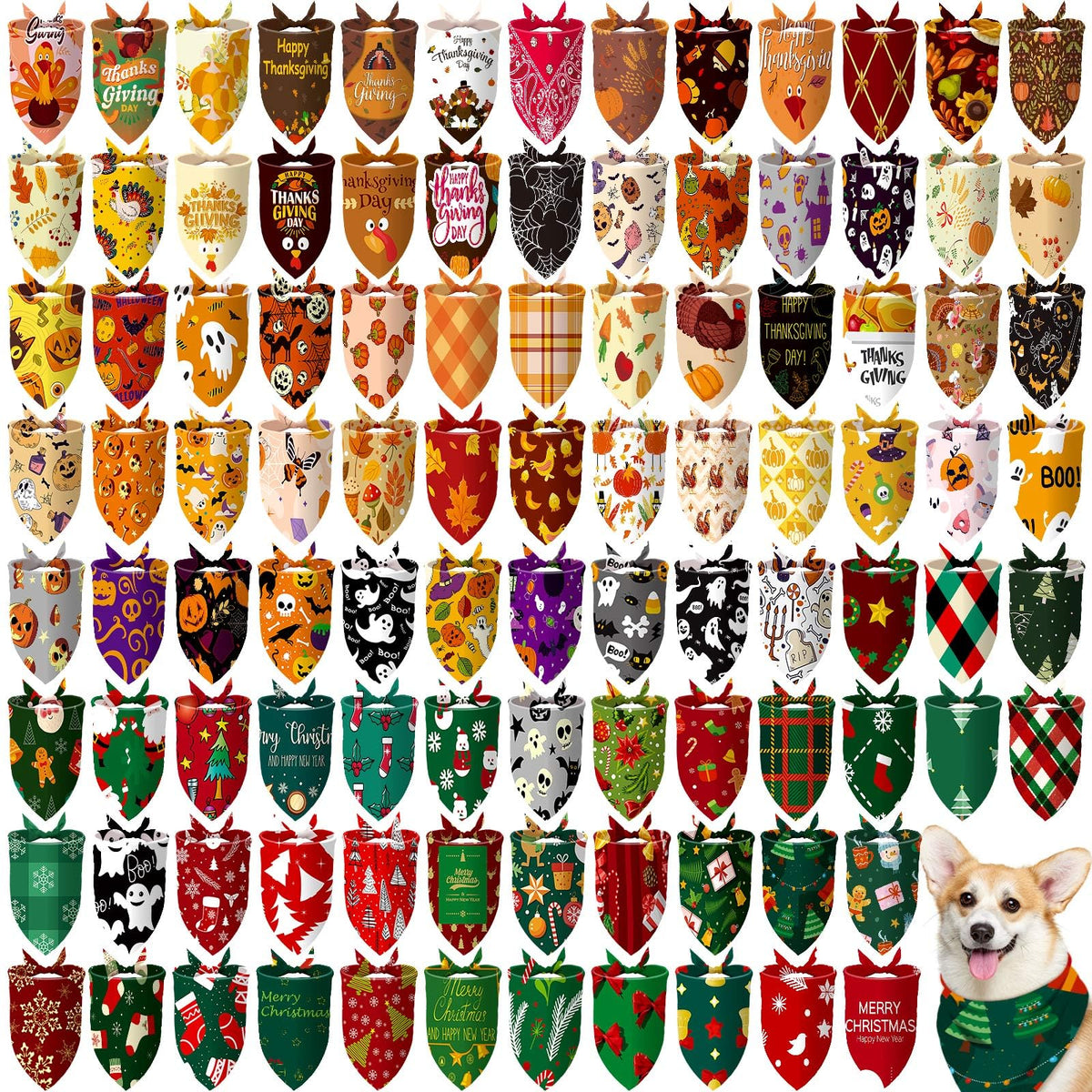 Huhumy emballage avant montrant lot de 100 bandanas festifs offrant variété