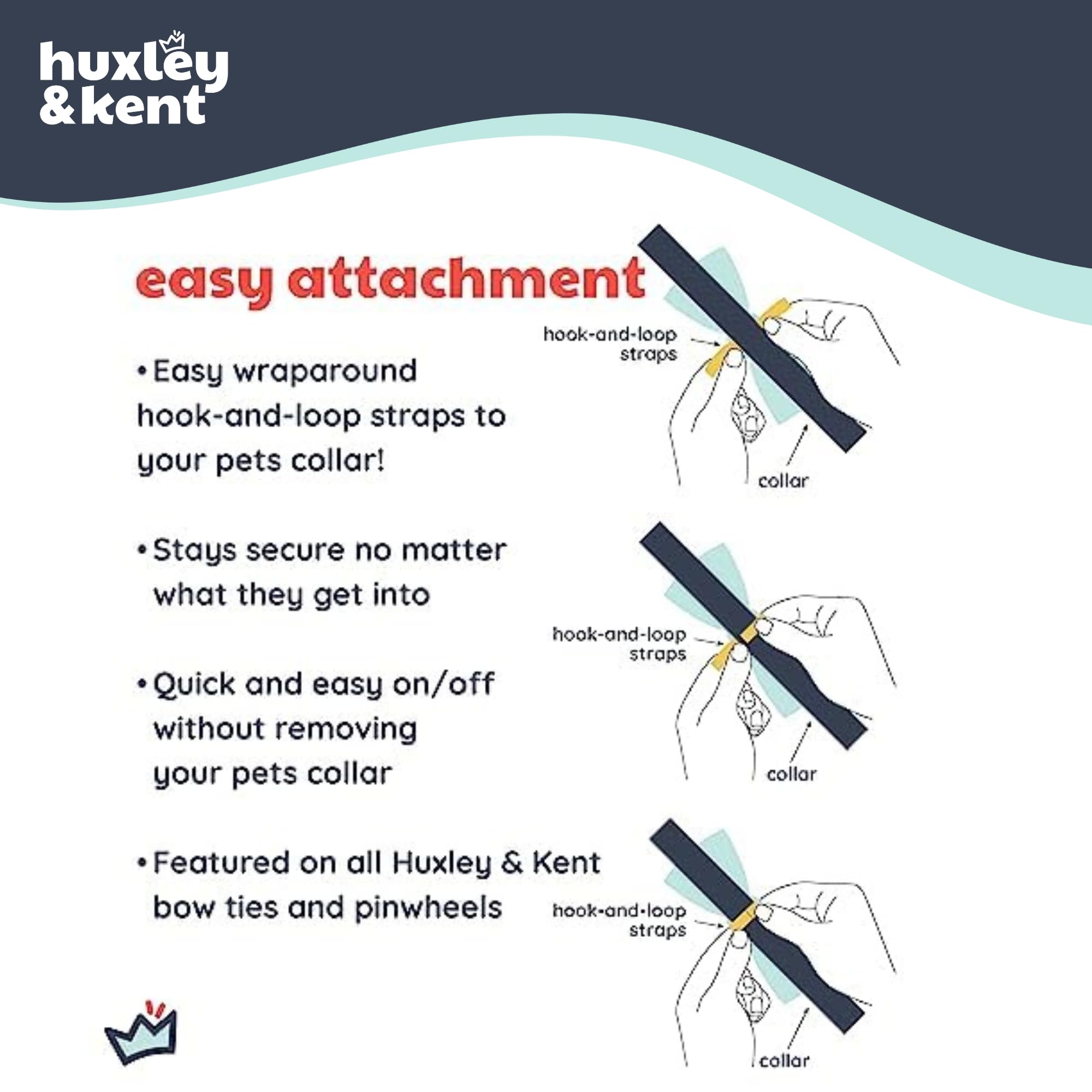 Huxley & Kent noeud fixé sur collier, maintien sécurisé sans gêne