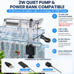 HYDQIET pompe USB et câble, circulation réglable pour eau saine