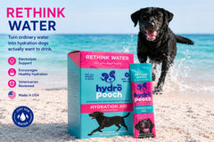 HYDRO POOCH ingrédients en gros plan montrant bouillon et pastèque pour goût