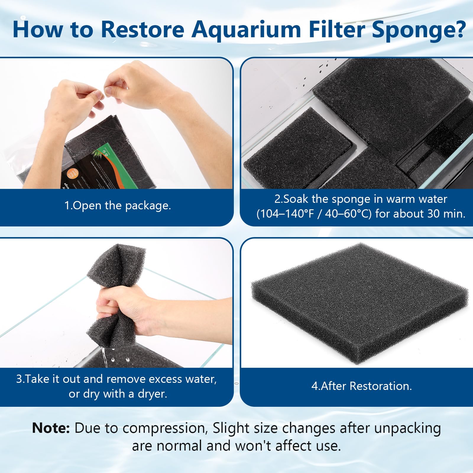 hygger aquarium en situation avec mousse filtrante améliorant la clarté de l'eau