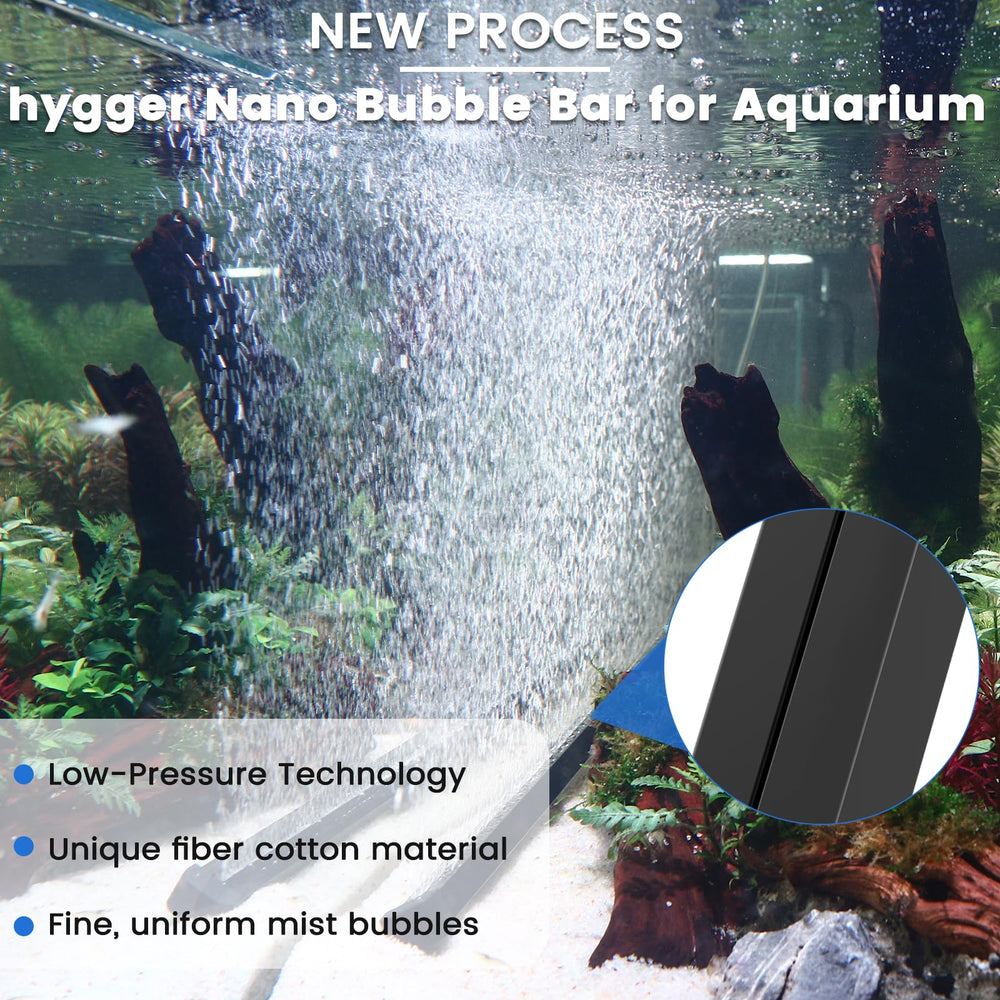 hygger barre posée au fond d'aquarium offrant oxygénation homogène et stabilité
