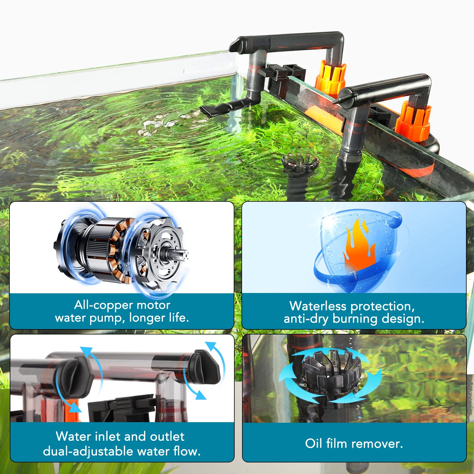 hygger cartouches ouvertes montrant billes céramiques et mousses pour filtration