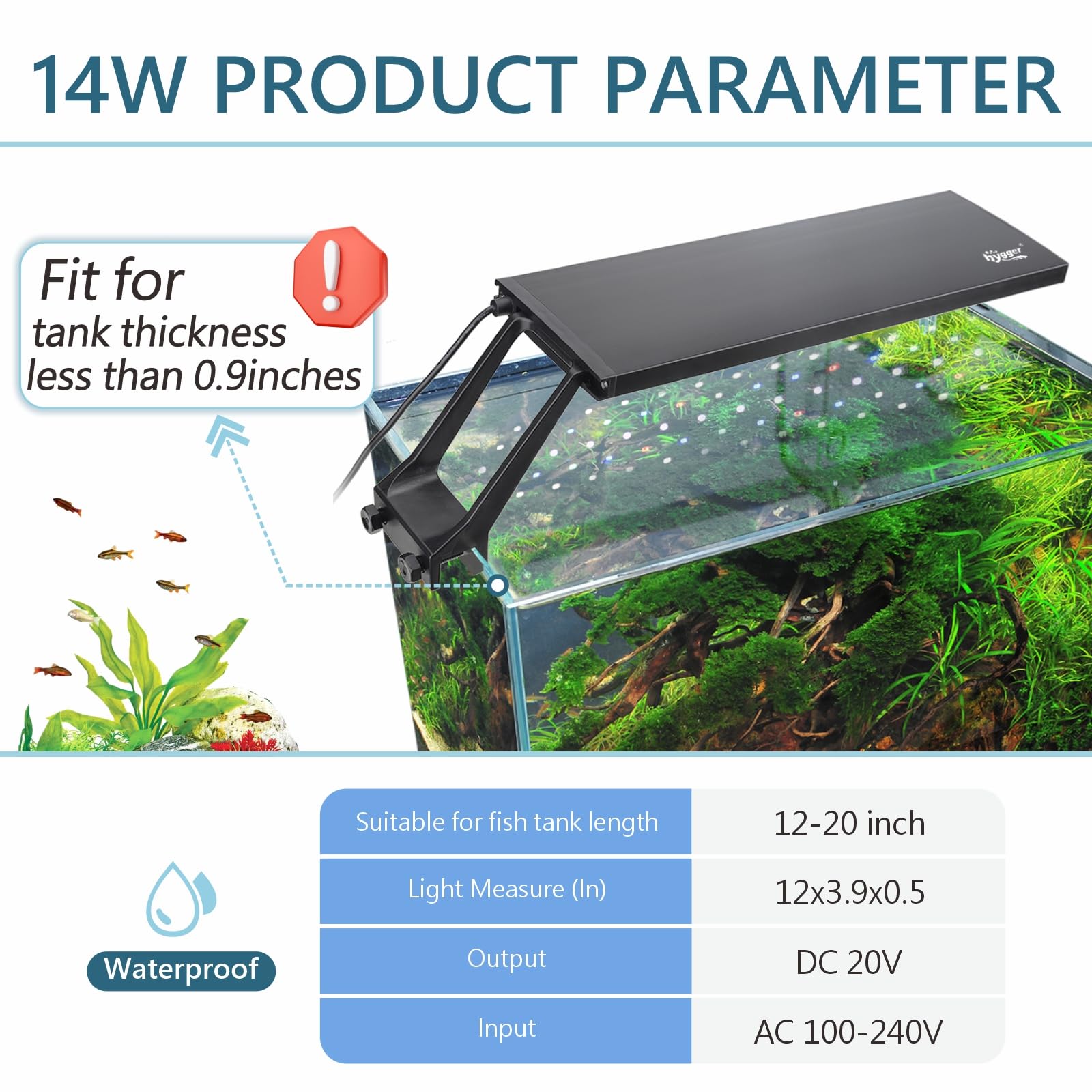 hygger profil vertical de la rampe montrant flexibilité d’installation