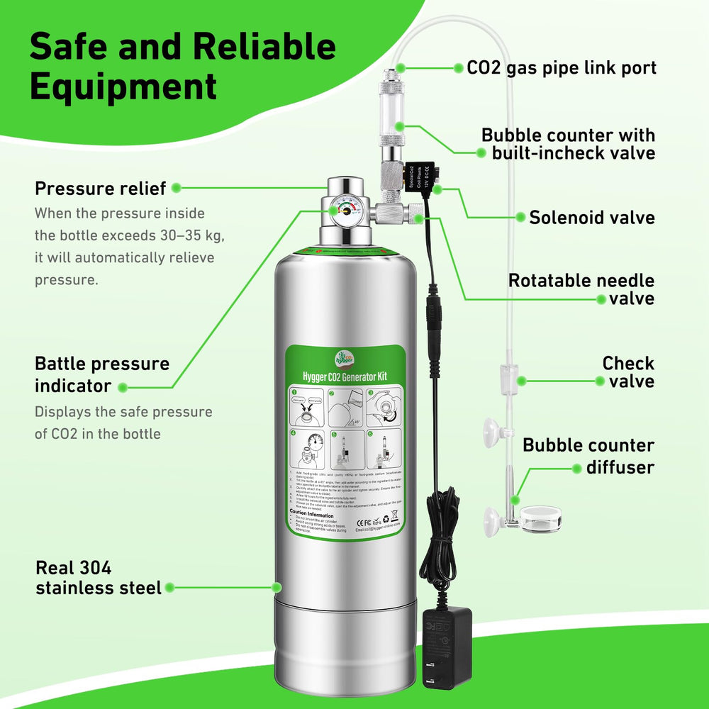 Hygger CO2 compteur de bulles visible facilitant réglage du débit