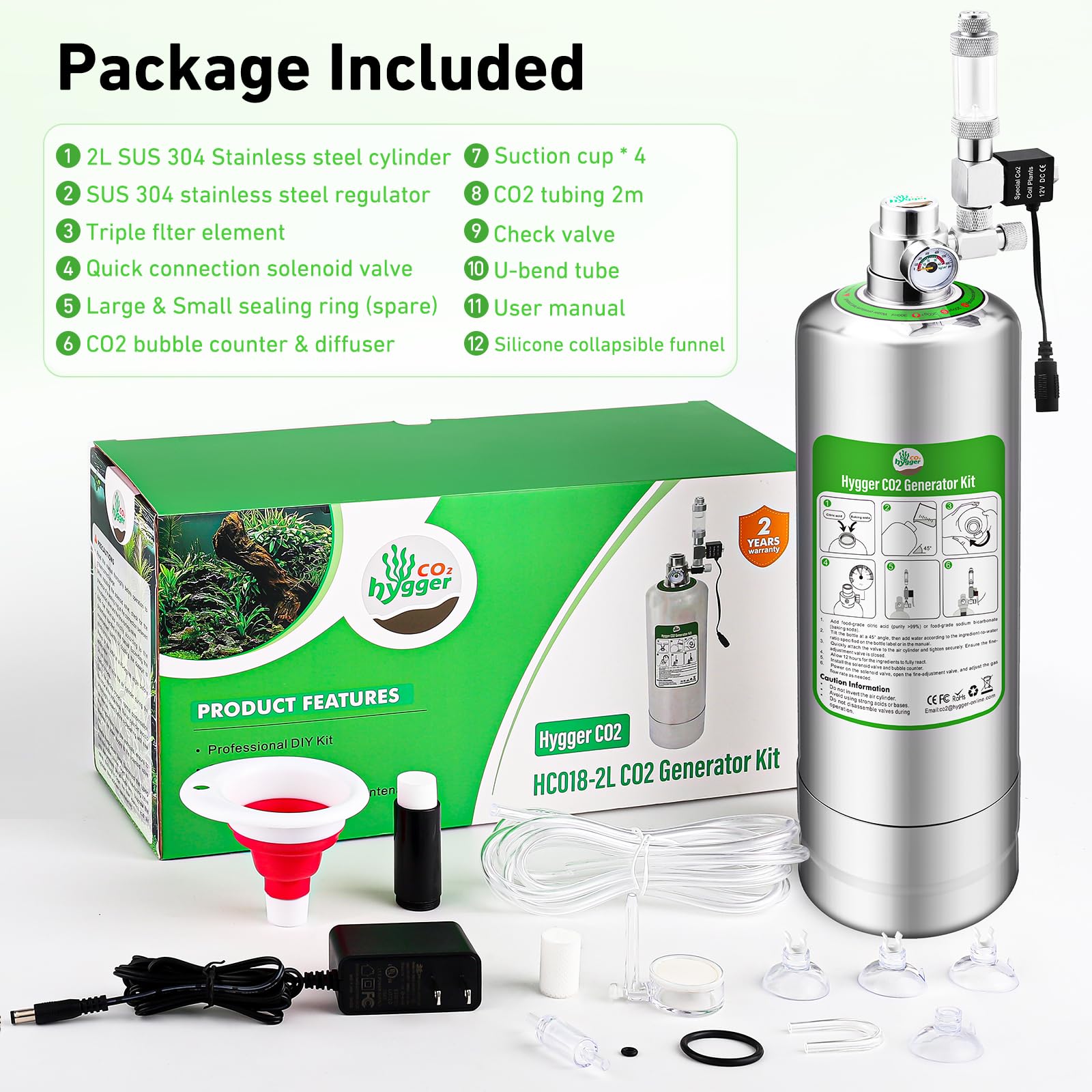 Hygger CO2 système installé dans aquarium pour plantes luxuriantes