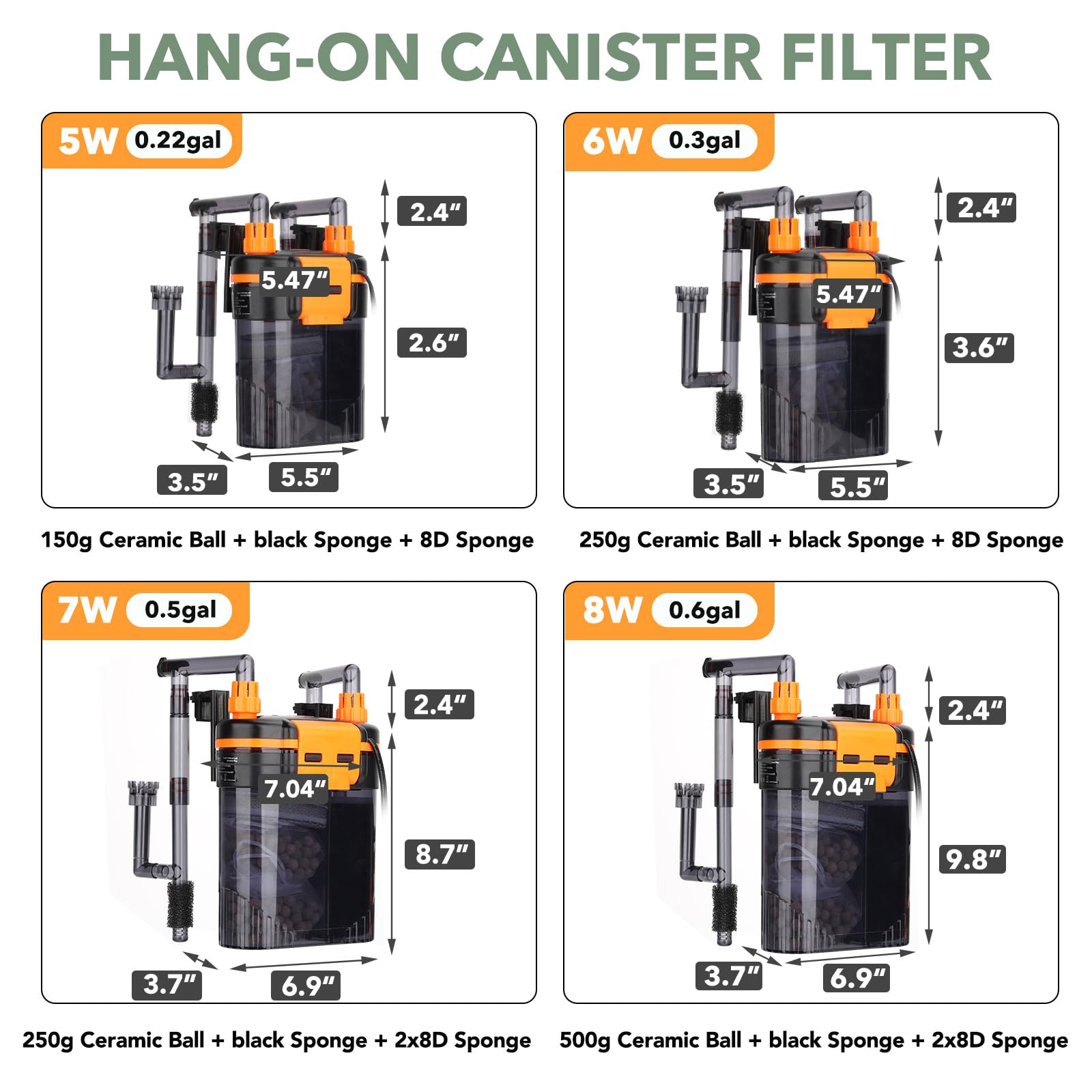hygger comparaison de taille à côté d'une bouteille échelle visuelle du produit