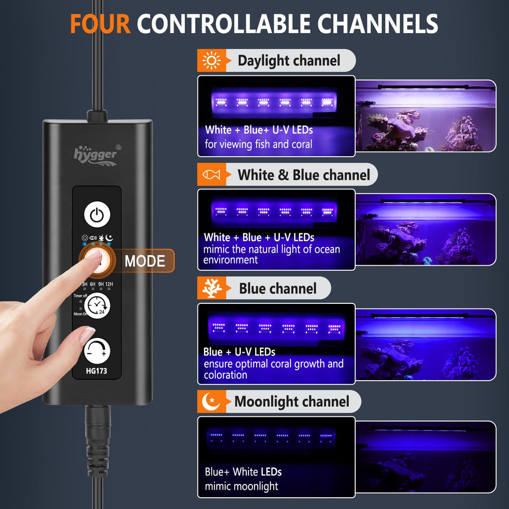 hygger comparaison de taille avec main indiquant encombrement compact pratique