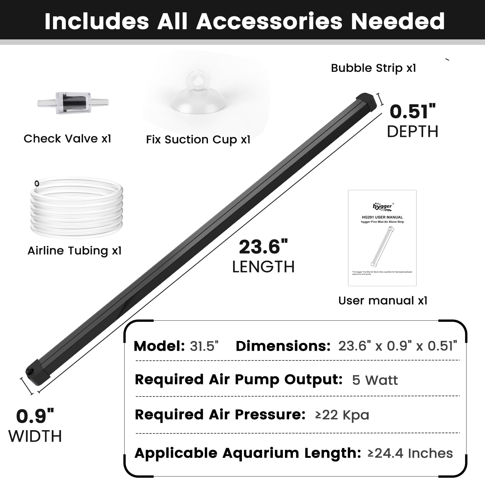 hygger comparaison d'échelle 60 cm pour visualiser taille et couverture du bac