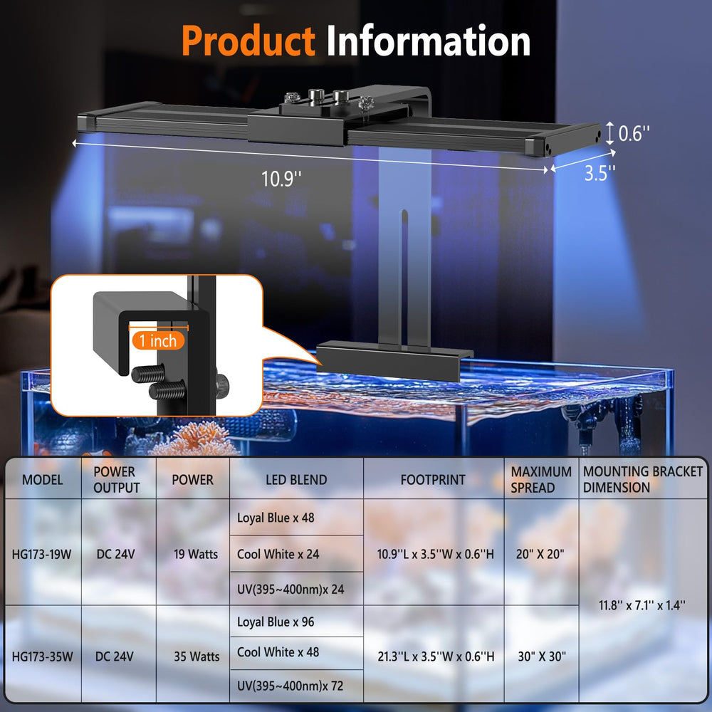 hygger rampe installée sur nano aquarium valorisant coraux et poissons
