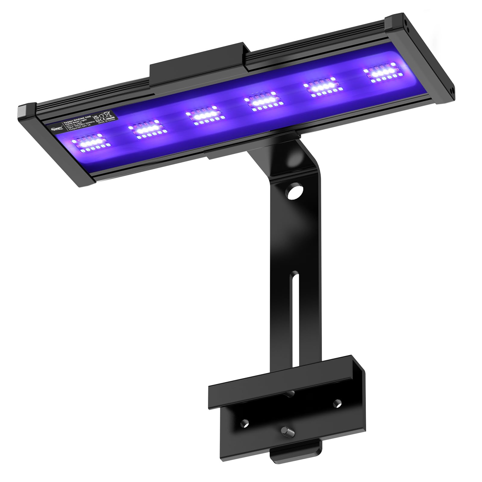 hygger vue de face de la rampe LED montrant design compact et diffusion uniforme