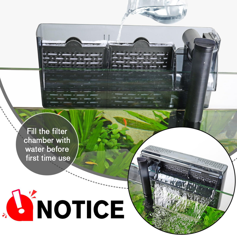 hygger filtre à côté d'un aquarium montrant échelle et intégration facile