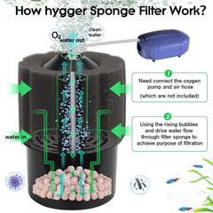 hygger gros plan sur mousse haute densité capturant débris pour meilleure filtration