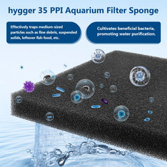 hygger gros plan porosité de la mousse montrant rétention efficace des particules