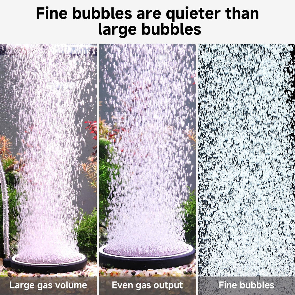 hygger diffuseur en fonctionnement dans un aquarium montrant bulles fines