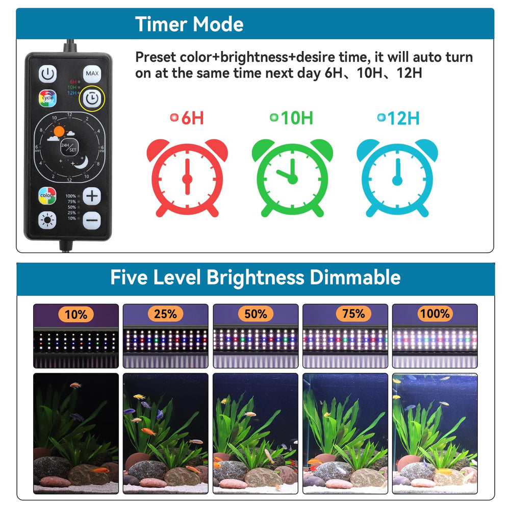 hygger lampe allumée dans aquarium offrant couleurs naturelles et ambiance