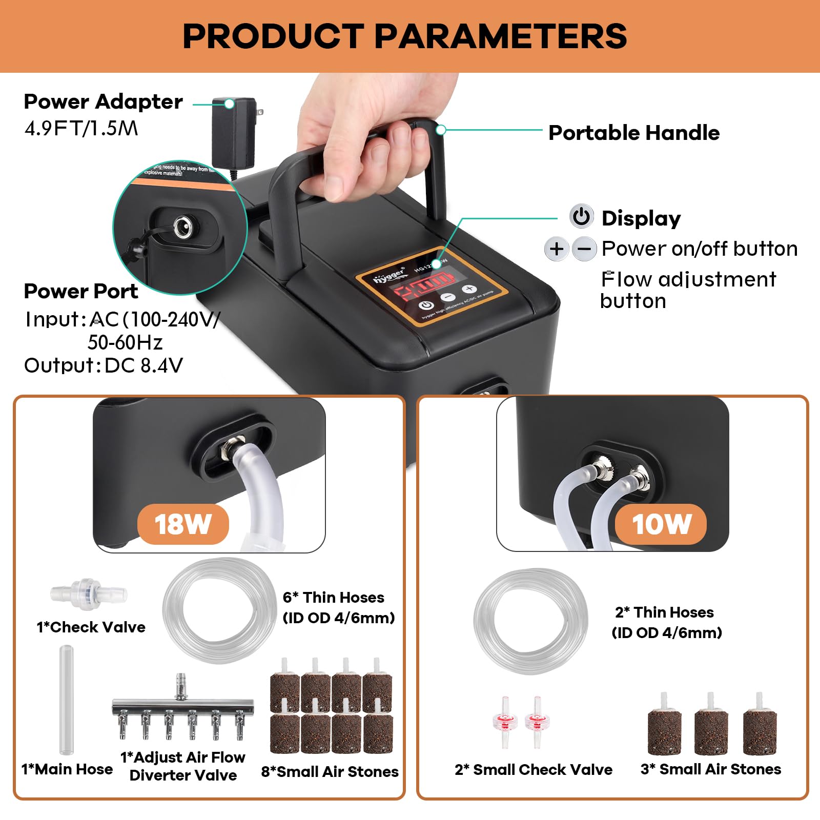 hygger pompe comparaison taille à la main montre compacité pratique