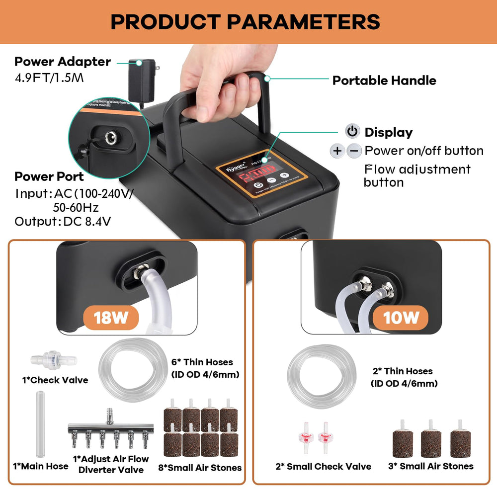 hygger pompe comparaison taille à la main montre compacité pratique