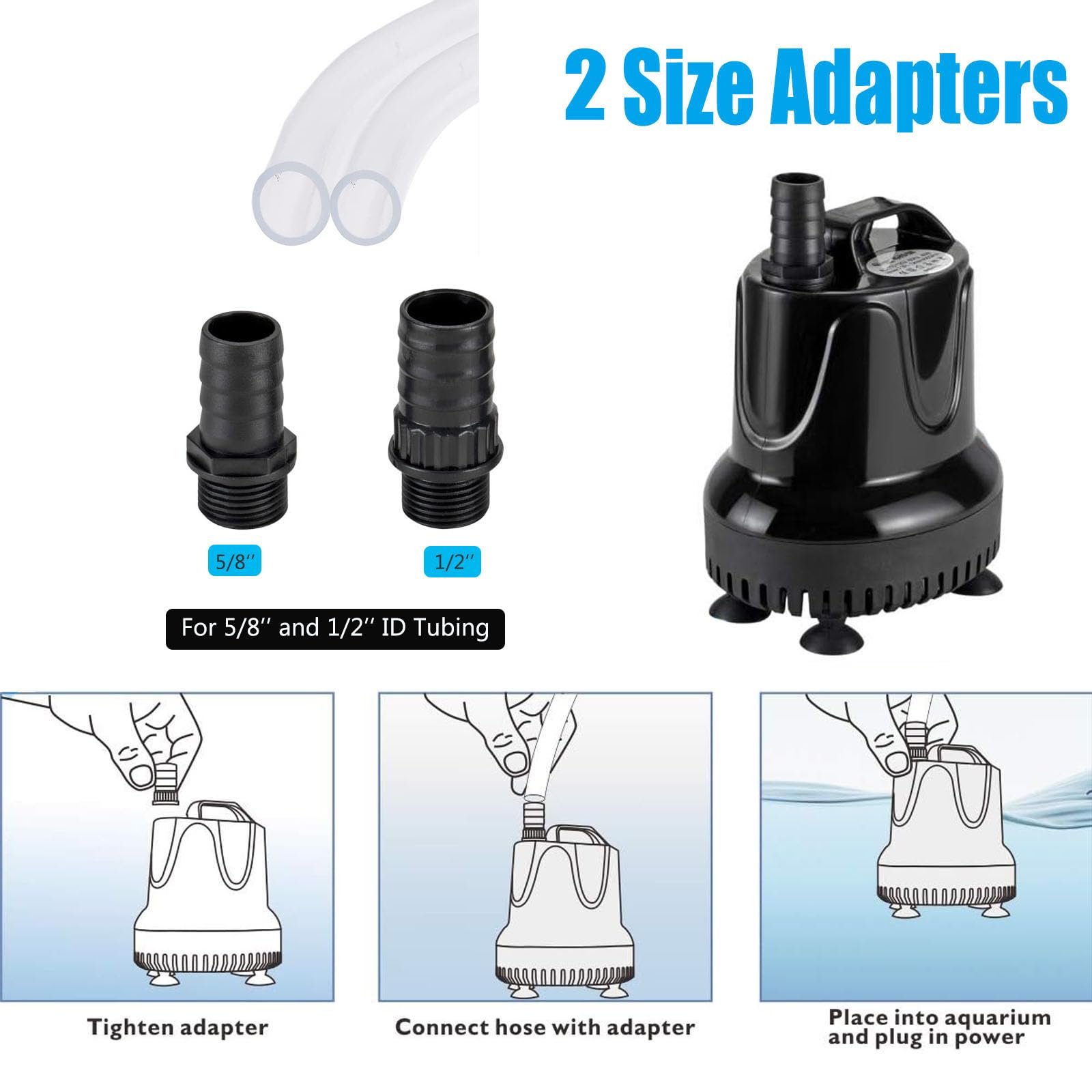 hygger pompe embouts 1/2 et 5/8 inclus pour ajuster le débit rapidement