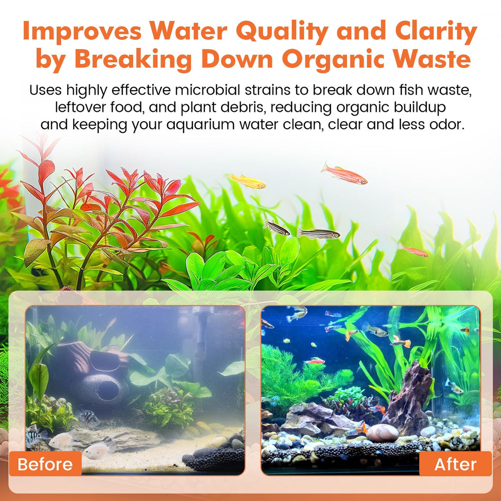 hygger produit versé dans aquarium montrant application pratique