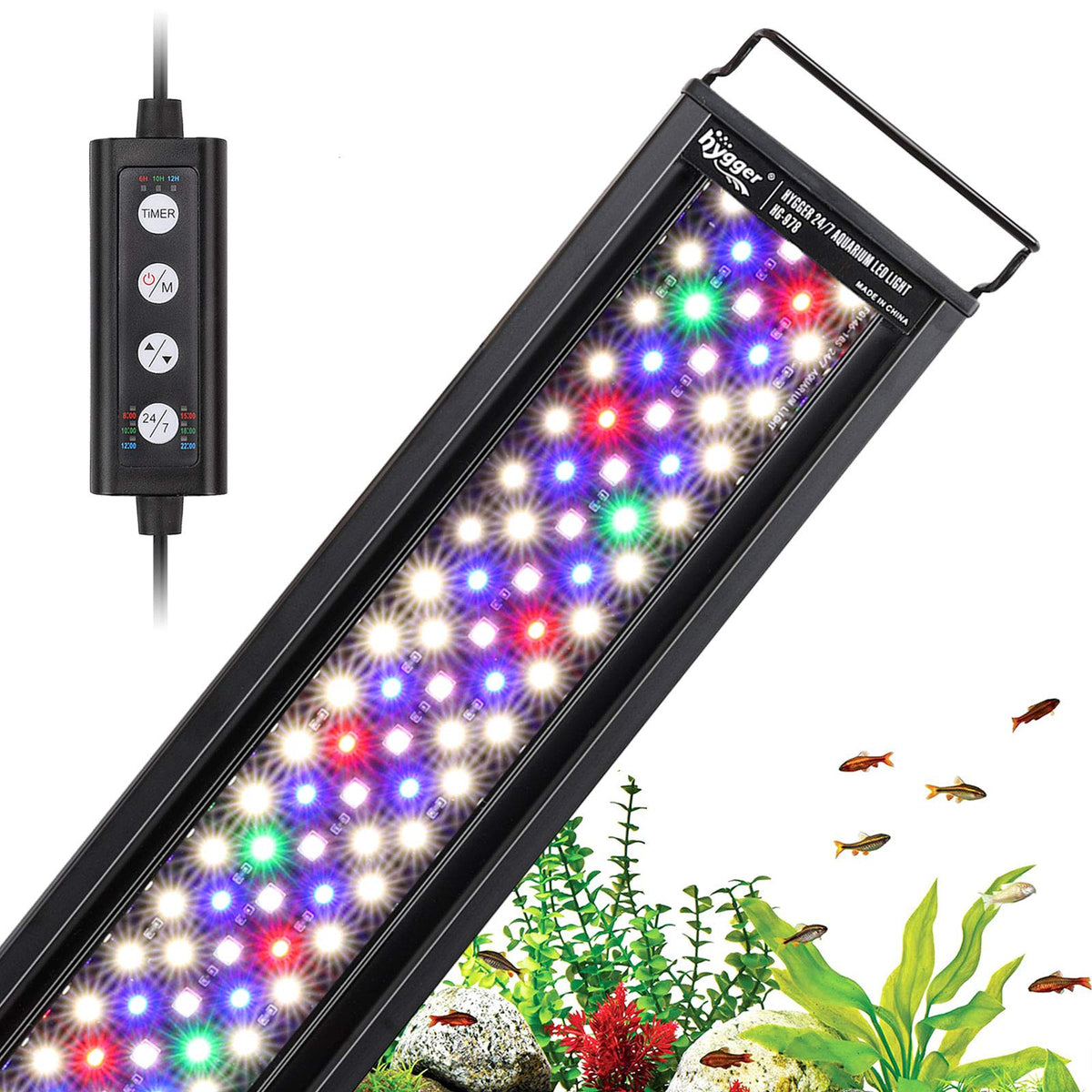 hygger rampe LED face avant montrant design compact et éclairage uniforme