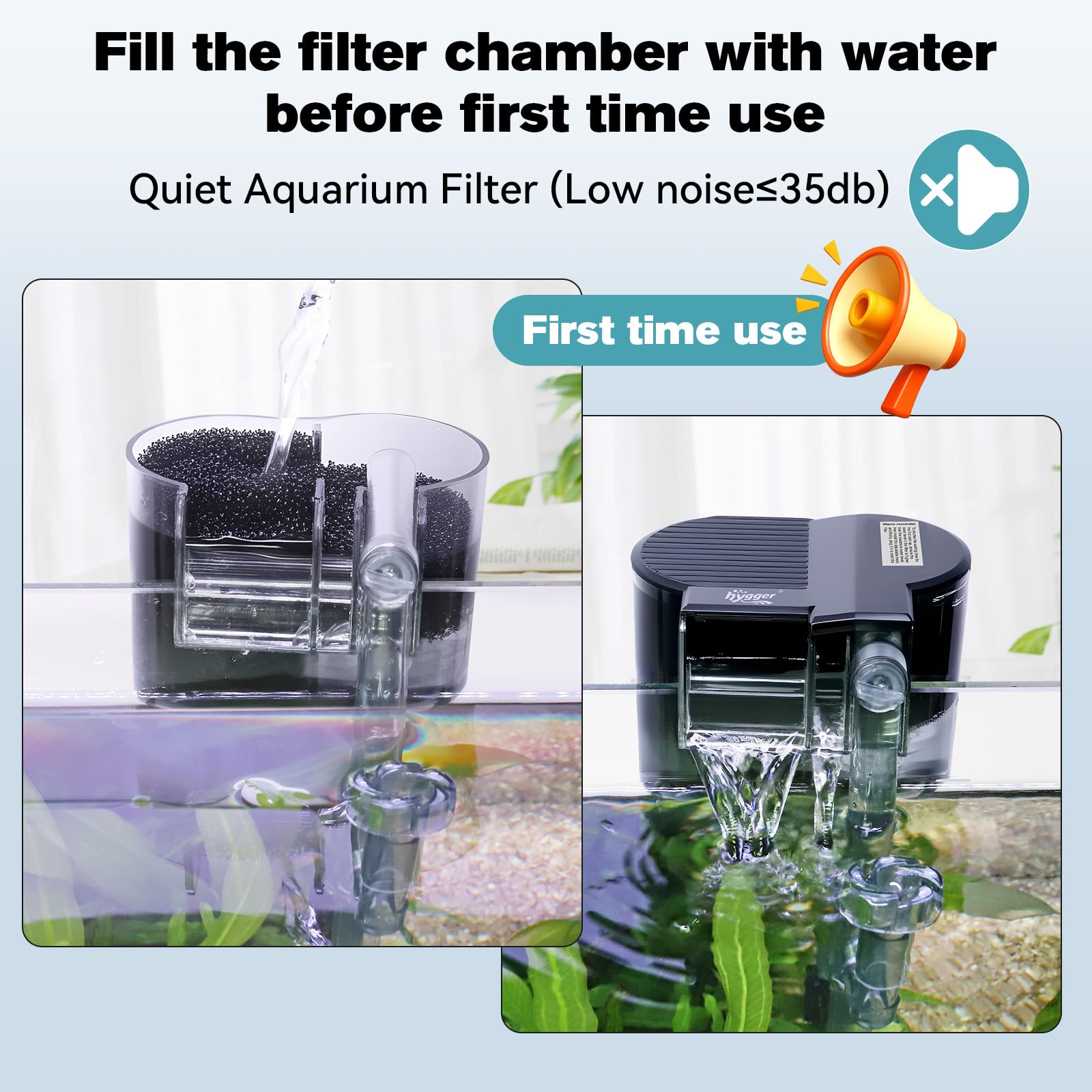 hygger rejet en cascade en action favorisant oxygénation douce et faible bruit
