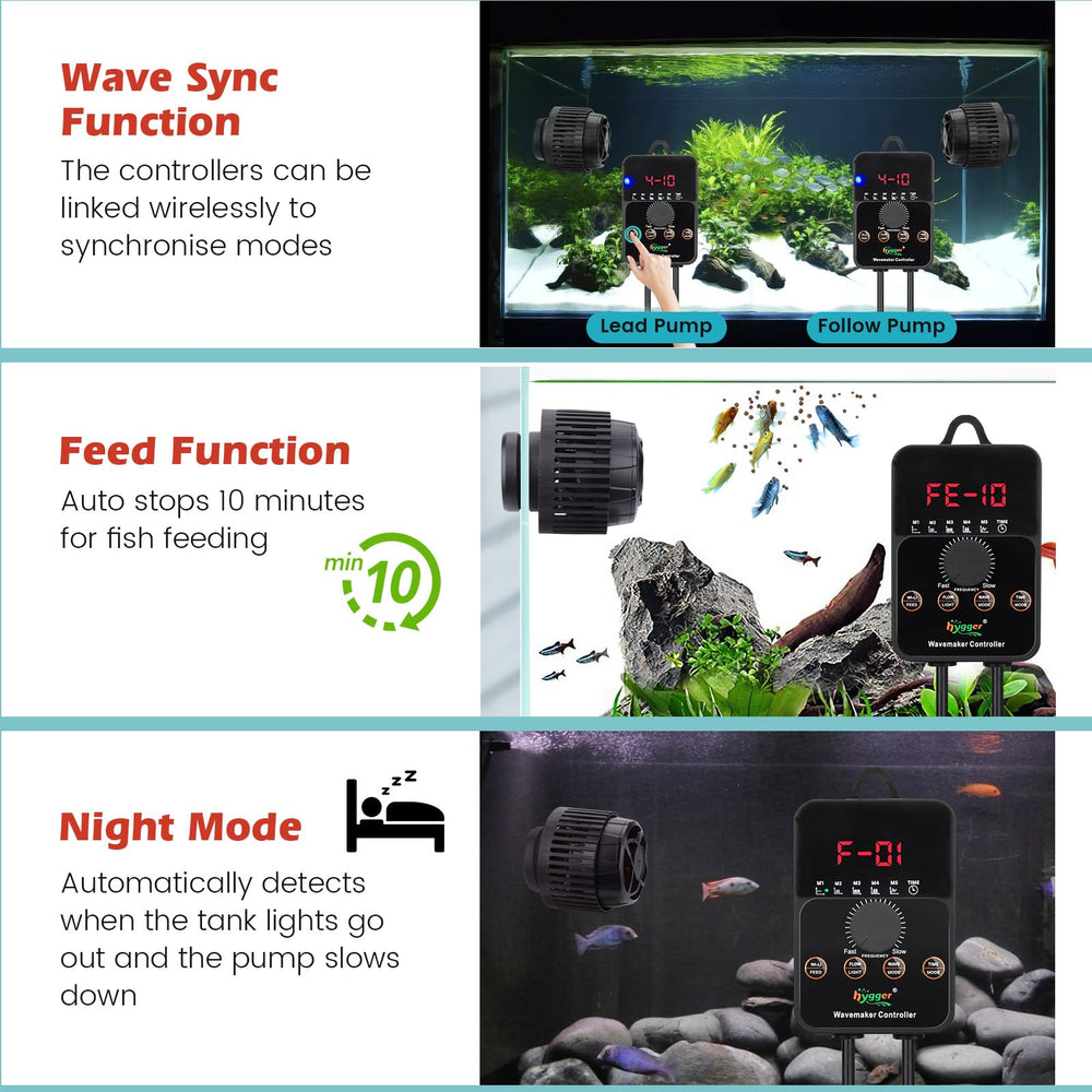 hygger télécommande montrant écran et boutons pour programmation facile