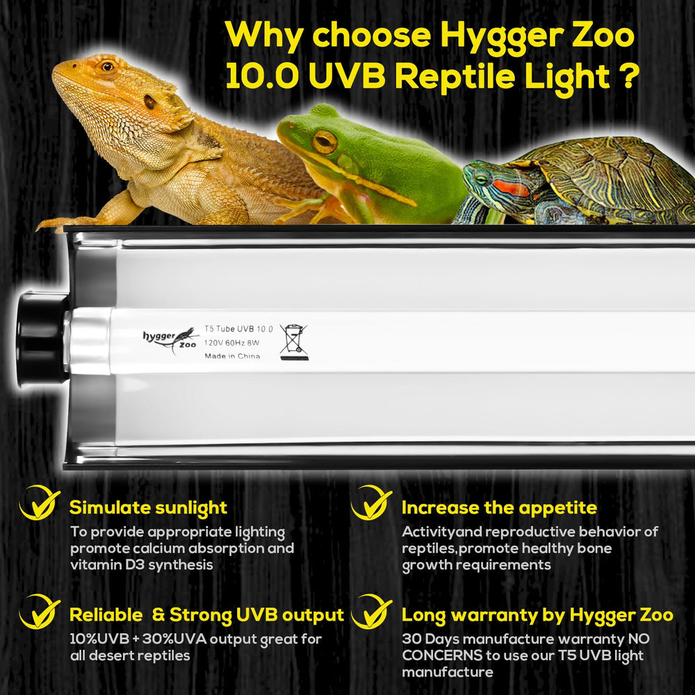 Hygger zoo réflecteur en alliage poli optimisant sortie UVB pour meilleure efficacité