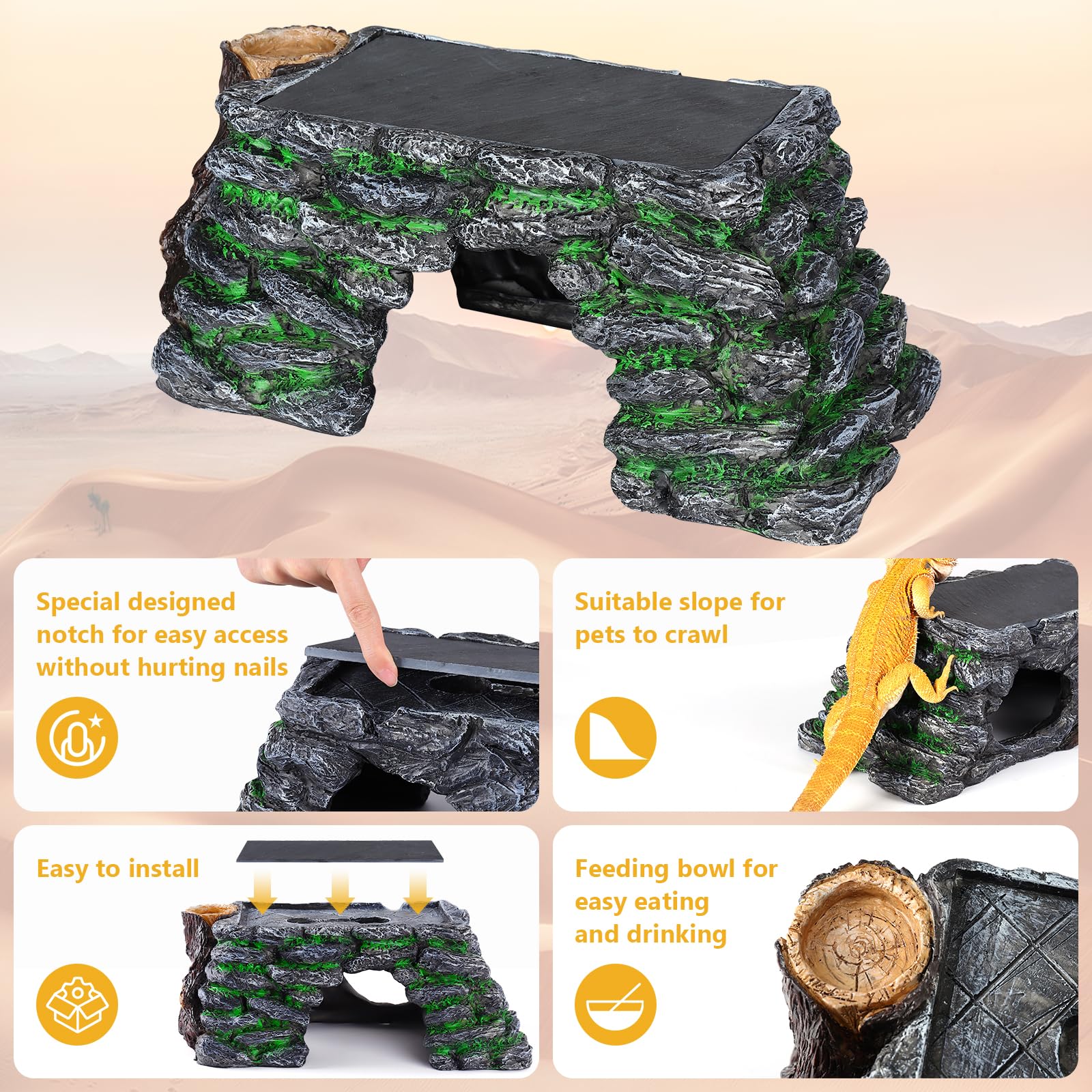 Hygger zoo comparaison taille indiquant 13,4 x7,1 x5,3 pouces claire