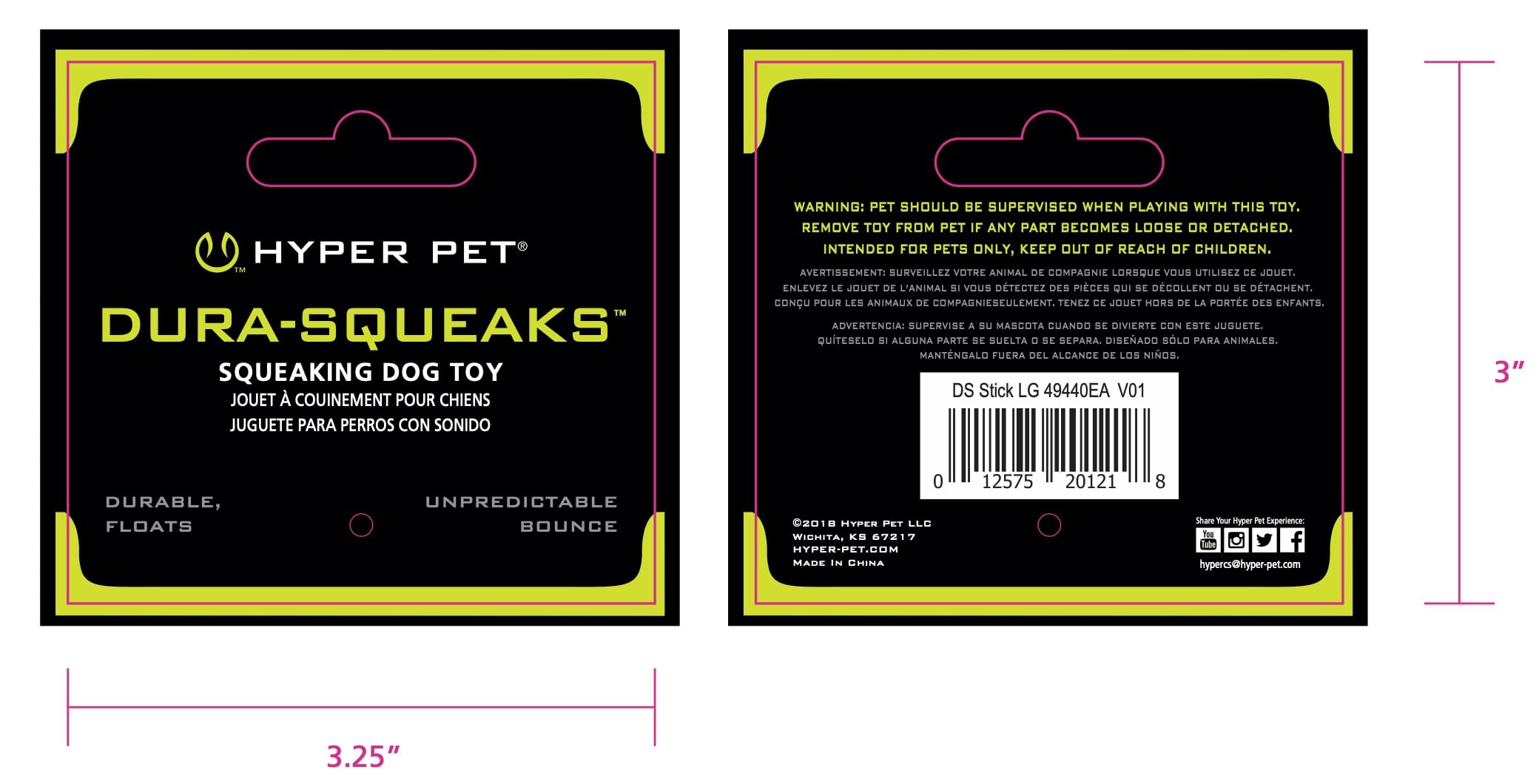 Hyper Pet étiquette du produit montrant informations et sécurité pour propriétaire