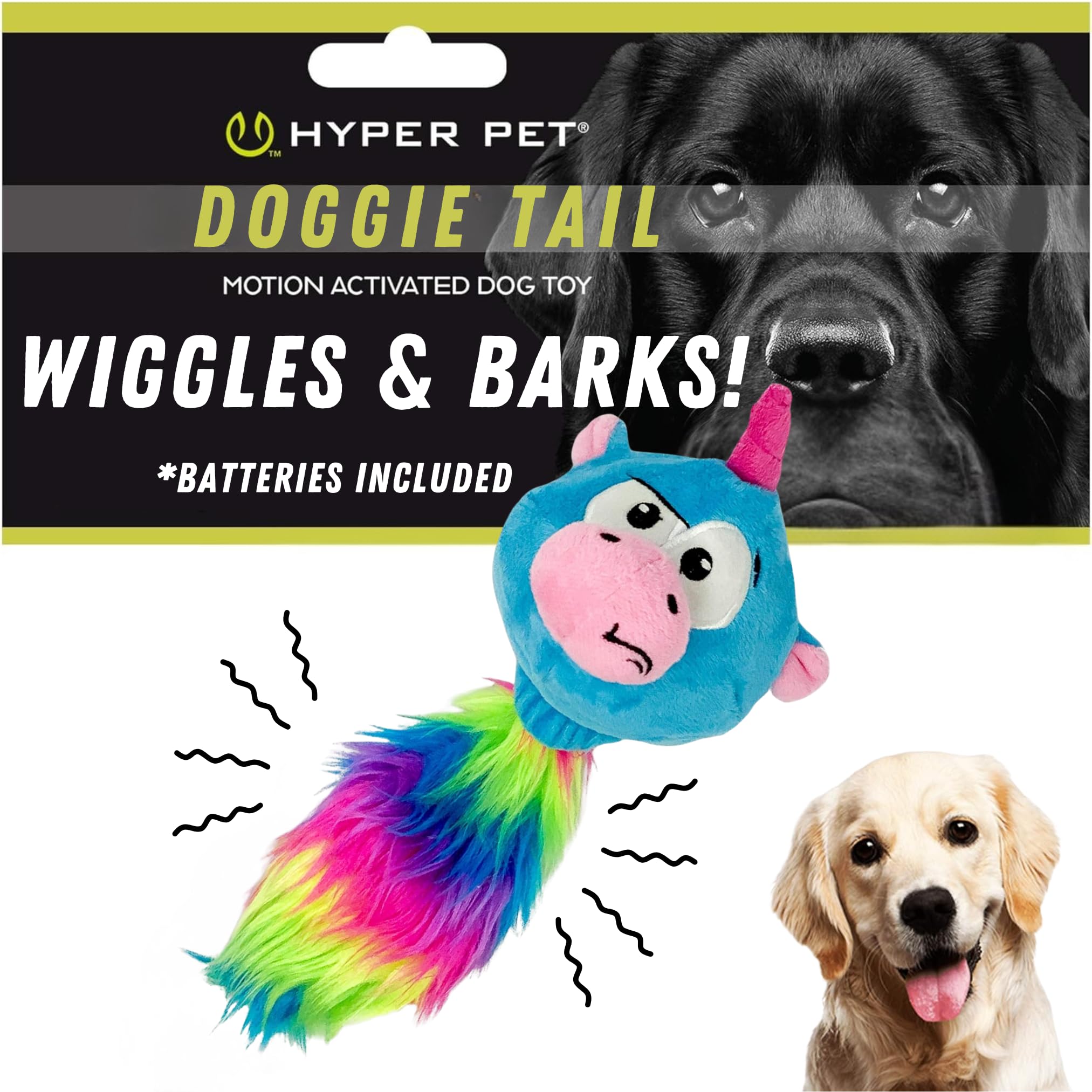 Hyper Pet visage du jouet licorne en peluche montrant le design attractif et durable