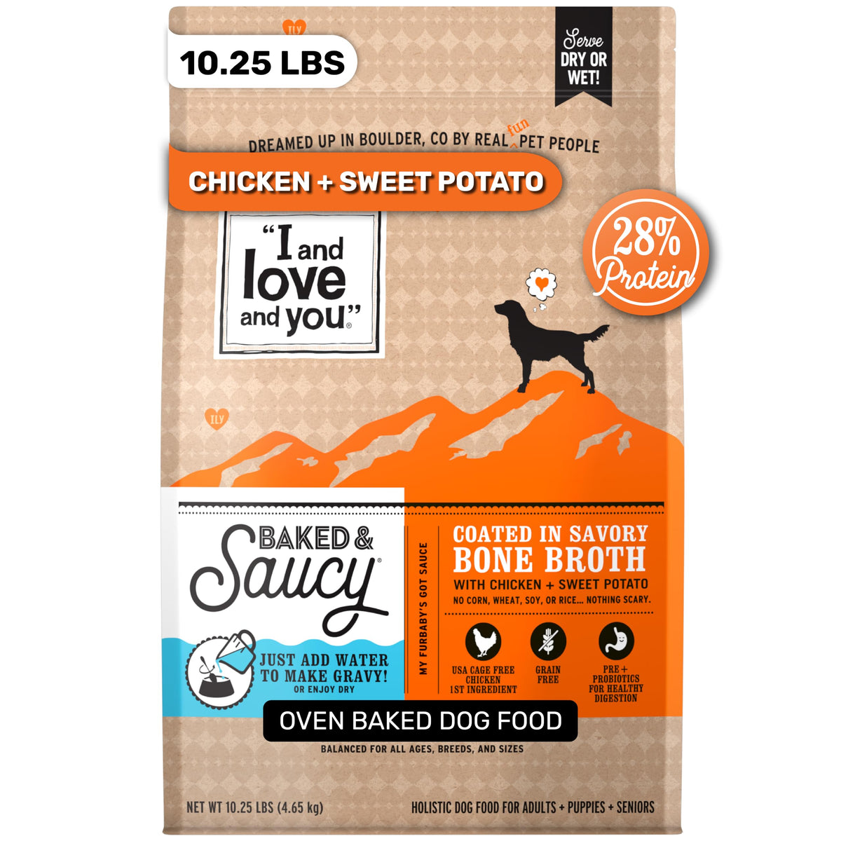 I AND LOVE AND YOU sac avant montrant la recette, confiance nutritionnelle