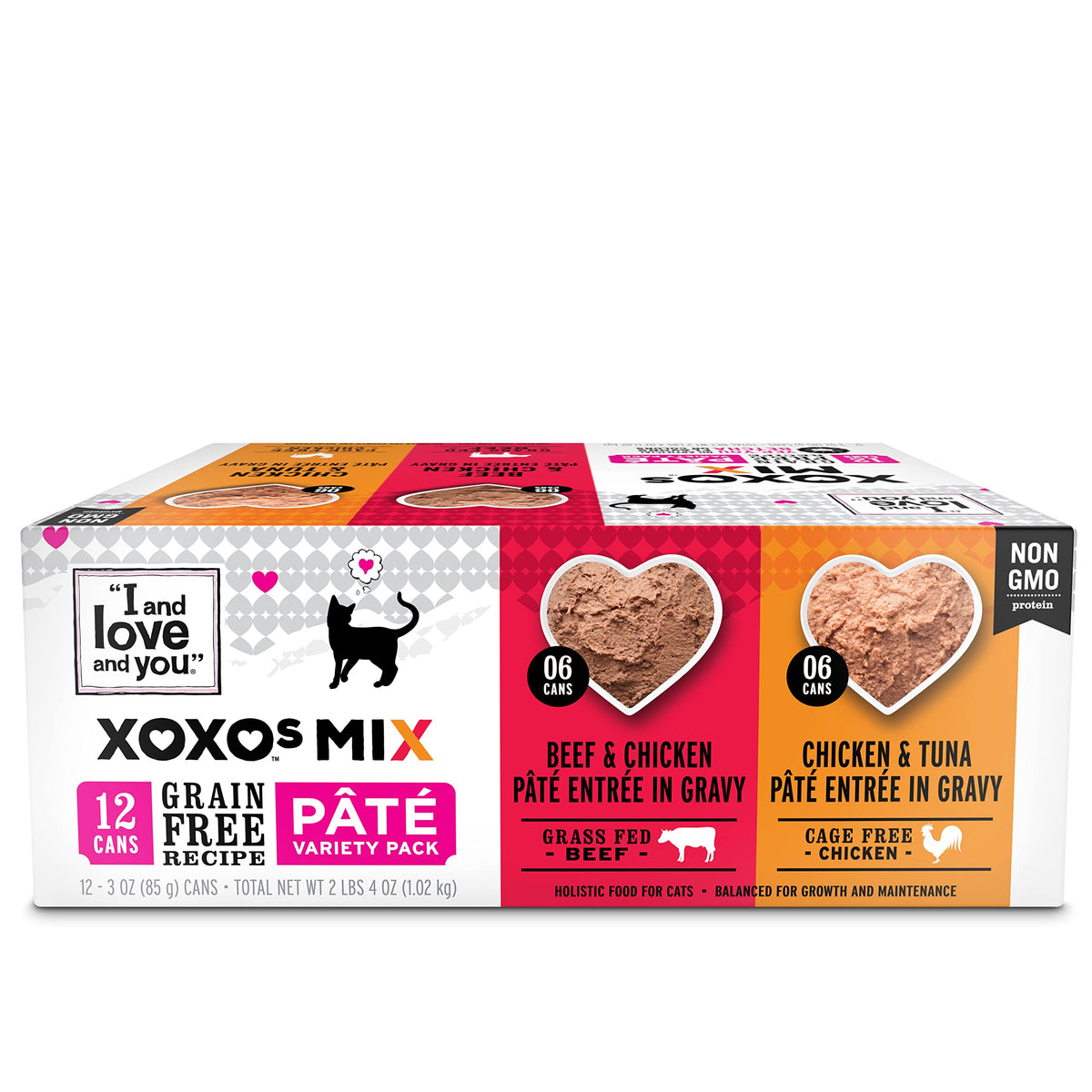 I and Love and You pack de 12 boîtes vu de face montrant la variété pour repas équilibré