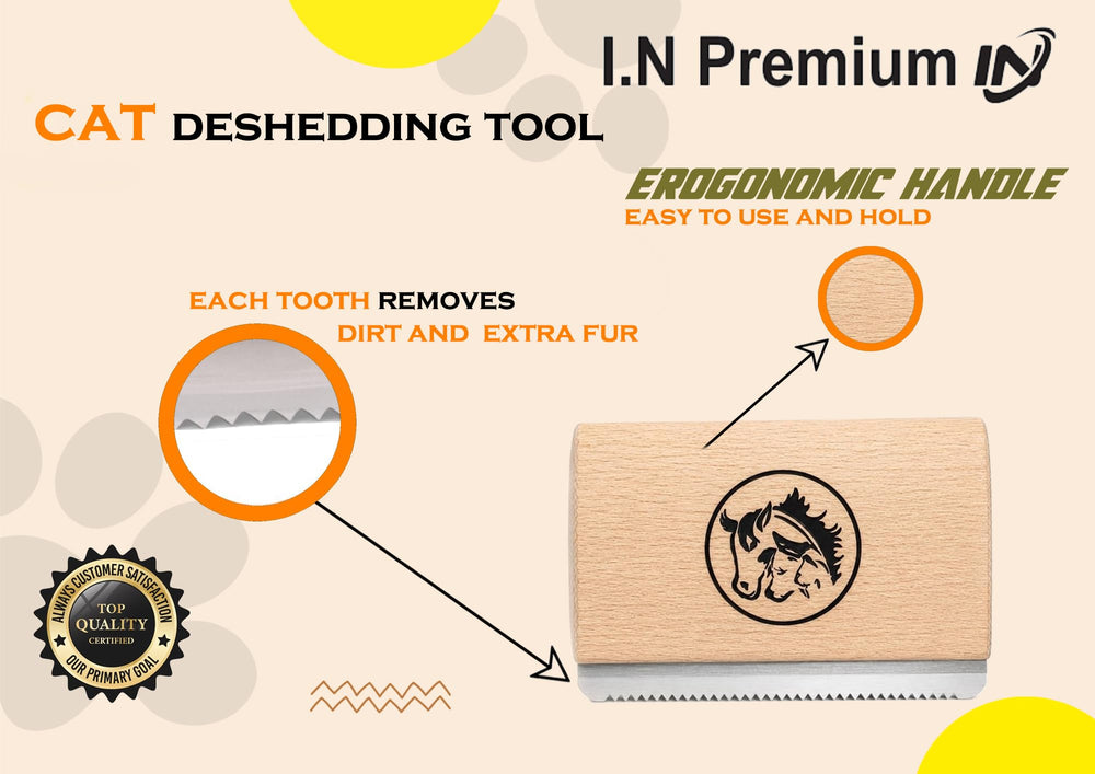 I.N Premium brosse utilisée sur un chat illustrant calme et réduction des poils