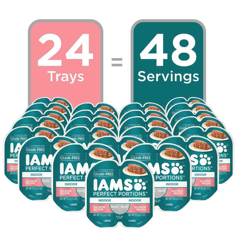 IAMS barquette ouverte montrant deux portions fraîches et facilité d'usage